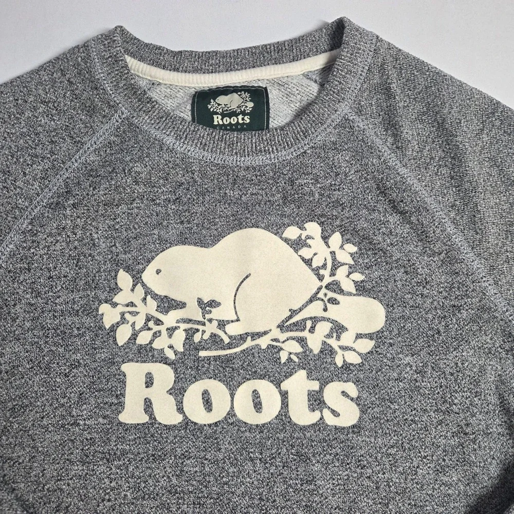 Roots Kids Salt and Pepper Beaver Logo Crewneck Sweatshirt Grey XXS 150/72A